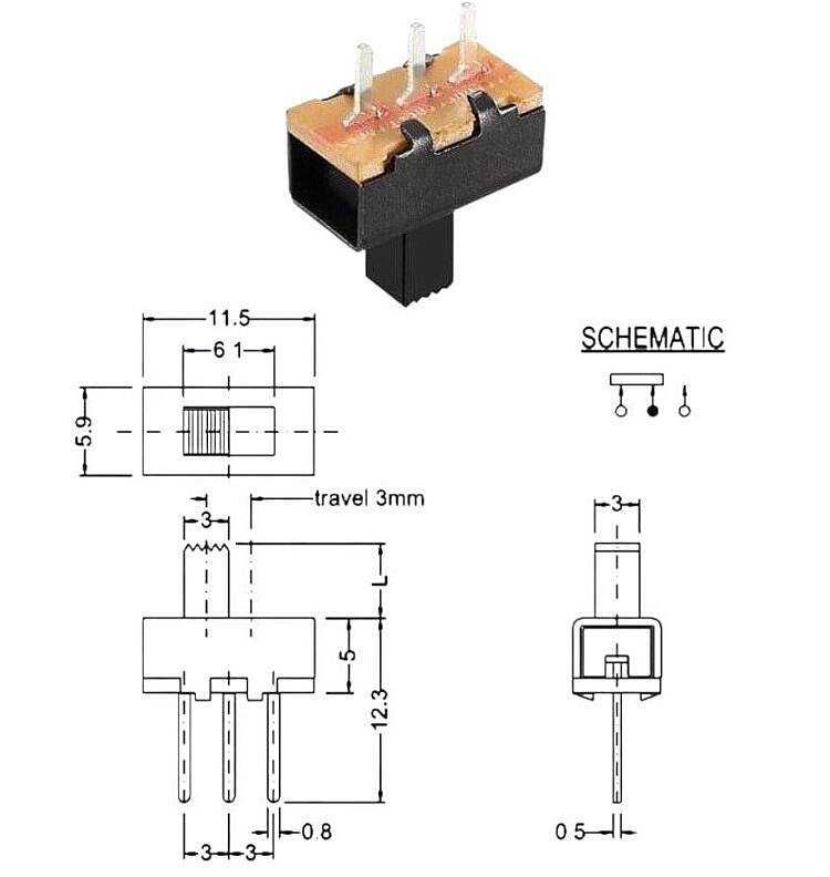 DB-205 Slide Switch ON-OFF 3P PCB - 2