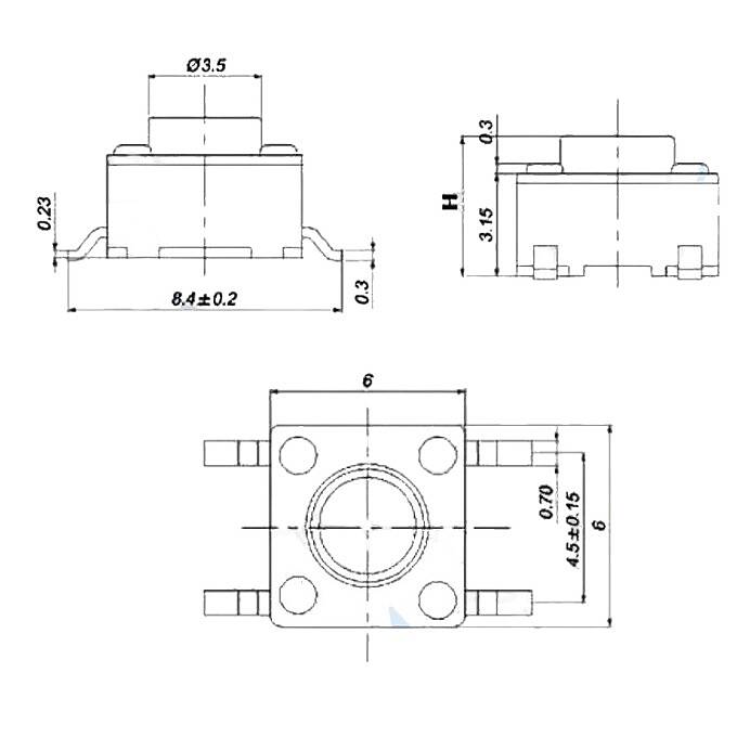 DB-200S Tact Switch 6x6 3.5mm SMD - 2
