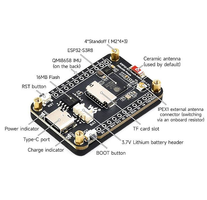 ESP32-S3 1.64” AMOLED Dokunmatik Ekranlı WiFi ve Bluetooth Geliştirme Kartı - 3